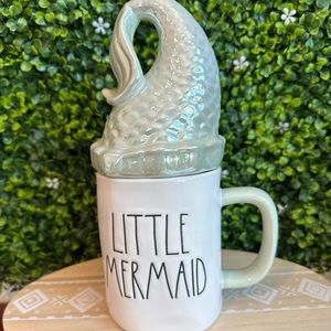 Rae Dunn Ceramic Jade Green Color Little Mermaid  Coffee Mug